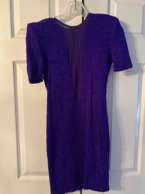 Deep Purple Textured V-Neck Mini Dress